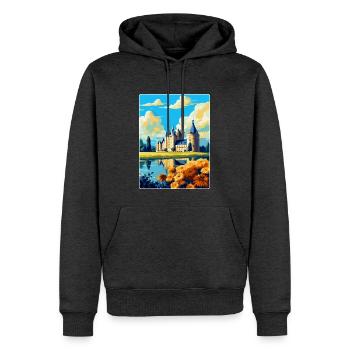 Vallée de la Loire France Affiche de voyage vintage souvenir - Sweat à capuche Premium bio Homme - anthracite chiné - Devant - Thijin (182cm)