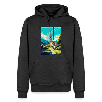 Hallein Autriche Affiche de voyage vintage souvenir WPA - Sweat à capuche Premium bio Homme - anthracite chiné - Devant - Thijin (182cm)