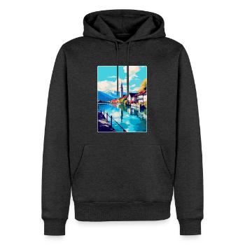 Thun Schweiz Vintage Reiseplakat Souvenir - Männer Premium Bio Hoodie - Anthrazit meliert - Vorne - Thijin (182cm)