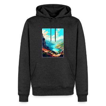 Geres Nationalpark Portugal Vintage Reiseplakat - Männer Premium Bio Hoodie - Anthrazit meliert - Vorne - Thijin (182cm)
