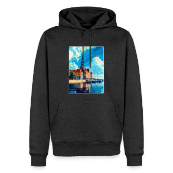 Rostock Allemagne Affiche de voyage vintage Souvenir WPA - Sweat à capuche Premium bio Homme - anthracite chiné - Devant - Thijin (182cm)