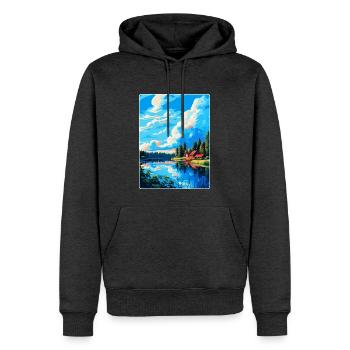 Falun Suède Affiche de voyage vintage WPA Souvenir - Sweat à capuche Premium bio Homme - anthracite chiné - Devant - Thijin (182cm)