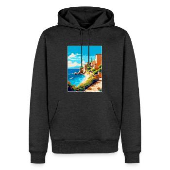 Costa Brava Spanien Vintage Reiseplakat Souvenir - Männer Premium Bio Hoodie - Anthrazit meliert - Vorne - Thijin (182cm)
