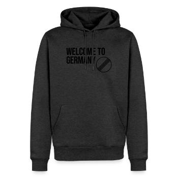 BIENVENUE EN ALLEMAGNE par Unlimited Apparel - Sweat à capuche Premium bio Homme - anthracite chiné - Devant - Thijin (182cm)