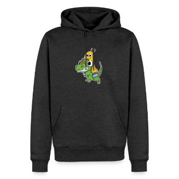 Mauvais dinosaure et jolie banane - Sweat à capuche Premium bio Homme - anthracite chiné - Devant - Thijin (182cm)