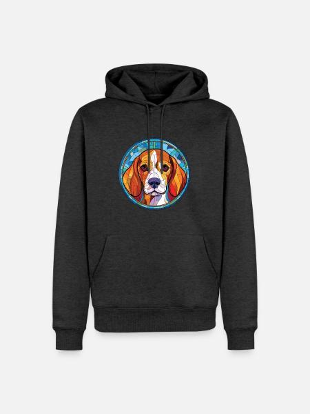 Kerry Beagle Hunderasse Aquarell Illustration - Männer Premium Bio Hoodie - Anthrazit meliert