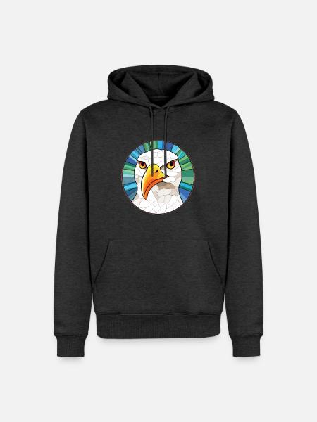 Möwe bunte Aquarell-Tier-Illustration - Männer Premium Bio Hoodie - Anthrazit meliert