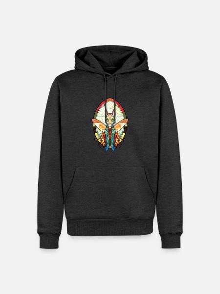 Gottesanbeterin Bunte Aquarell-Tier-Karikatur - Männer Premium Bio Hoodie - Anthrazit meliert