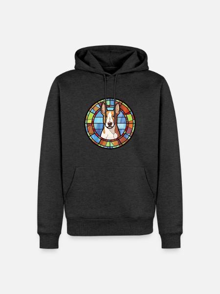 Bullterrier Hunderasse Buntes Glas - Männer Premium Bio Hoodie - Anthrazit meliert