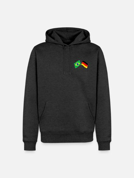 Brazil Germany Flag Crossed - Männer Premium Bio Hoodie - Anthrazit meliert