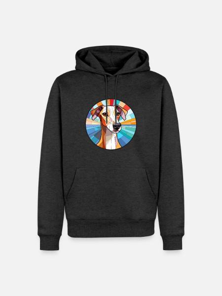 Whippet Hund Buntes Glas Bunte Karikatur Kawaii - Männer Premium Bio Hoodie - Anthrazit meliert