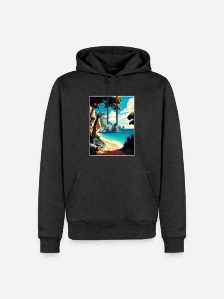 Zakynthos Griechenland Dekoration Griechisches Reiseposter - Männer Premium Bio Hoodie - Anthrazit meliert