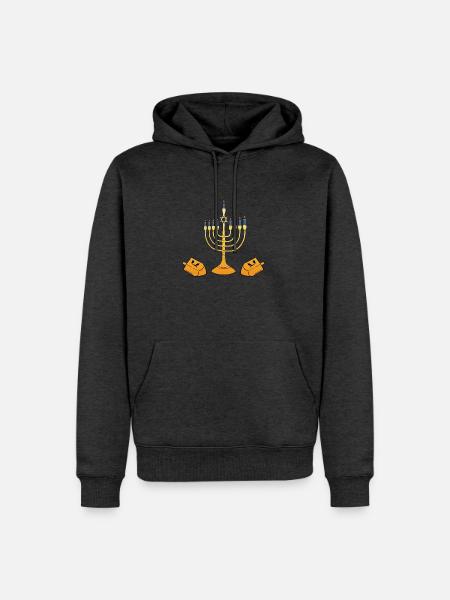 Menora - Männer Premium Bio Hoodie - Anthrazit meliert