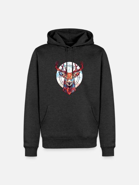 Rothirsch Bunte Aquarell-Tierillustration - Männer Premium Bio Hoodie - Anthrazit meliert