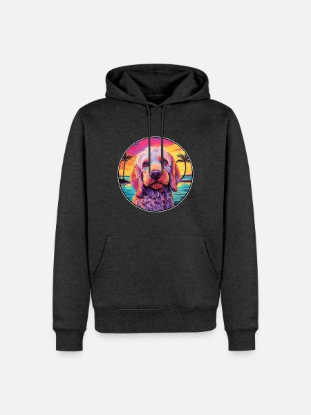 Pudelpointer Hunderasse bunte Karikatur Aquarell - MĂ€nner Premium Bio Hoodie - Anthrazit meliert