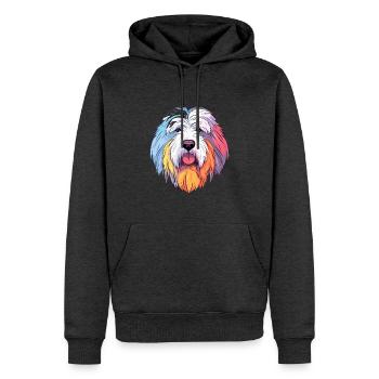 Alter englischer Schäferhund Hunderasse Aquarell-Karikatur - Männer Premium Bio Hoodie - Anthrazit meliert - Vorne - Thijin (182cm)