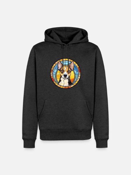 Ratte Terrier Hunderasse Buntes Glas - Männer Premium Bio Hoodie - Anthrazit meliert