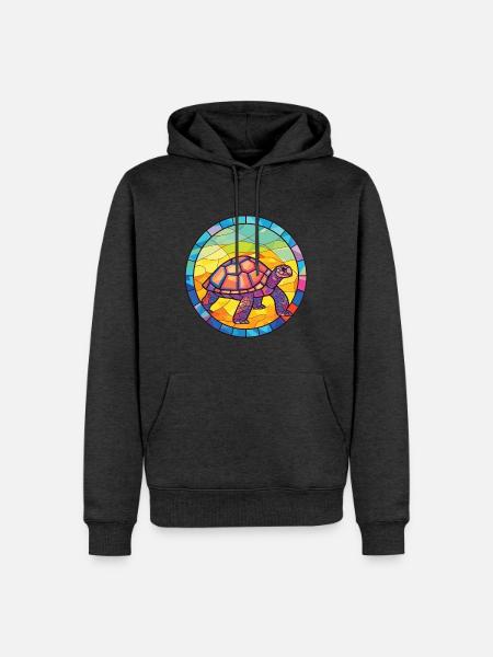 Bunte Aquarell-Tierillustration der Schildkröte - Männer Premium Bio Hoodie - Anthrazit meliert