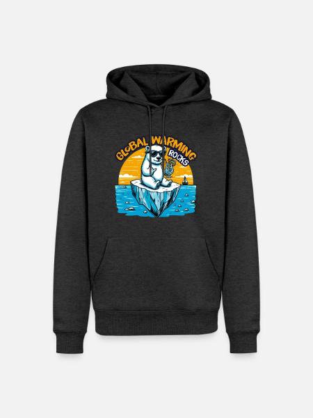Global Warming Rocks - Männer Premium Bio Hoodie - Anthrazit meliert