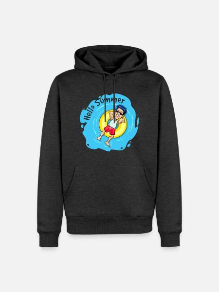 Hello Summer - Chillen im Schwimmring - Männer Premium Bio Hoodie - Anthrazit meliert