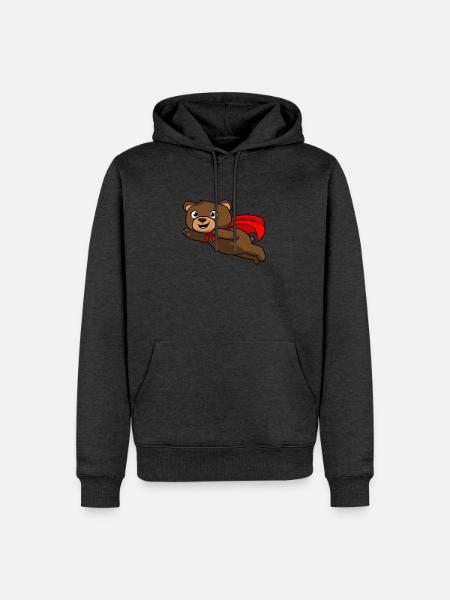 Super Bär Held - Männer Premium Bio Hoodie - Anthrazit meliert