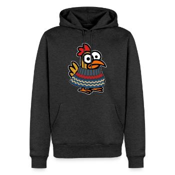 Niedliches Huhn mit Winterpullover - Männer Premium Bio Hoodie - Anthrazit meliert - Vorne - Thijin (182cm)