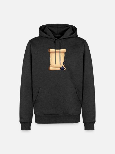 Leere Verfassungsrolle mit Federkiel - Männer Premium Bio Hoodie - Anthrazit meliert