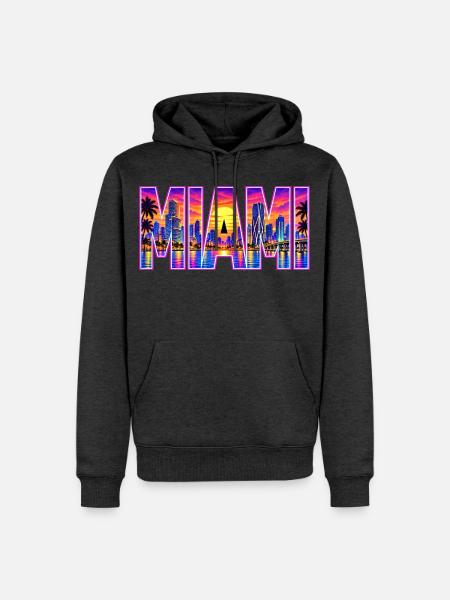 Miami-33cm - Männer Premium Bio Hoodie - Anthrazit meliert