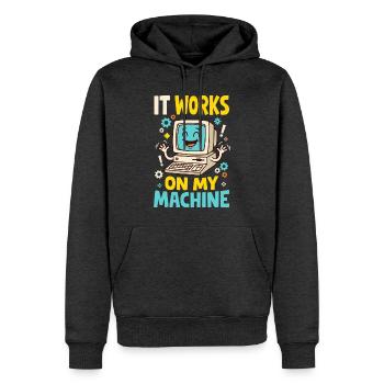 Programmiererhumor – It Works on My Machine - Männer Premium Bio Hoodie - Anthrazit meliert - Vorne - Thijin (182cm)