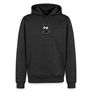 Schwarzer Katzen-Geheimagent mit roter Fliege - Männer Premium Bio Hoodie - Anthrazit meliert - Vorne - Thijin (182cm)
