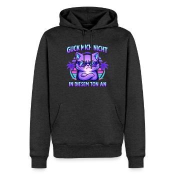 Guck Mich Nicht In Diesem Ton An Lustig Sprüche - Männer Premium Bio Hoodie - Anthrazit meliert - Vorne - Thijin (182cm)