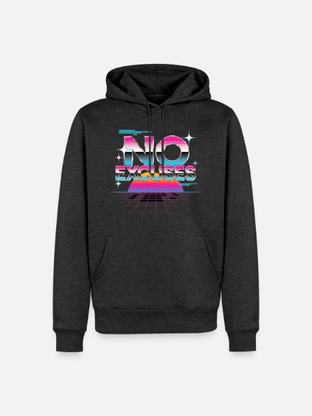 No Excuses Motivationsspruch Synthwave - Männer Premium Bio Hoodie - Anthrazit meliert