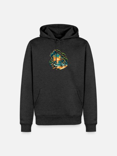 Magische Küstenbucht - Männer Premium Bio Hoodie - Anthrazit meliert