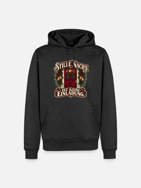 StilleNacht Türwarnung - Männer Premium Bio Hoodie - Anthrazit meliert