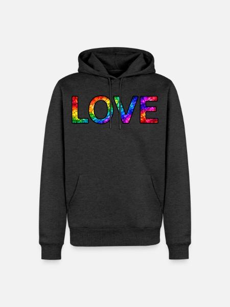 LOVE-Rainbow-30cm - Männer Premium Bio Hoodie - Anthrazit meliert