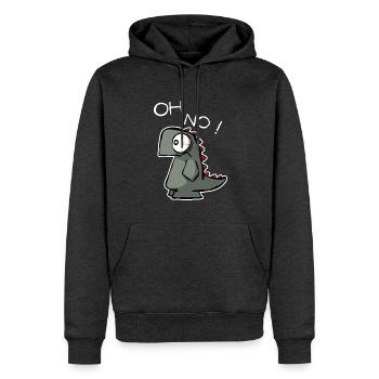 Oh No !  Lustiger Dino für Shirts und Sticker - Männer Premium Bio Hoodie - Anthrazit meliert - Vorne - Thijin (182cm)