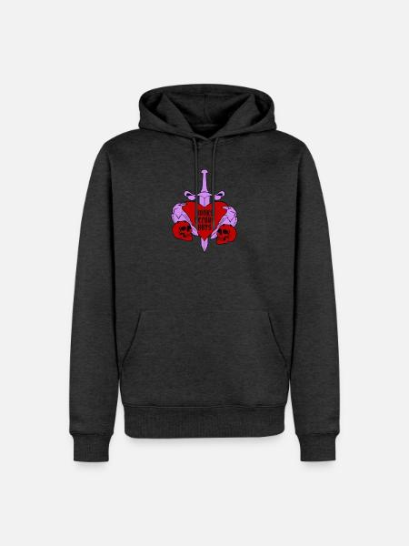 Books Before Boys - dreifarbig - Männer Premium Bio Hoodie - Anthrazit meliert