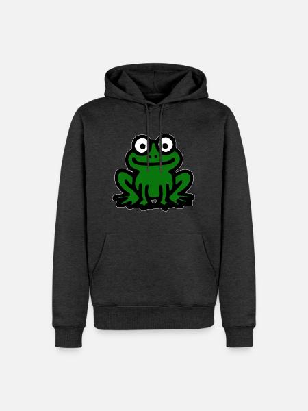 Frosch Comic - Männer Premium Bio Hoodie - Anthrazit meliert