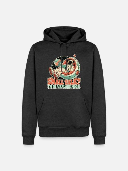 Small Talk im Flugmodus - Männer Premium Bio Hoodie - Anthrazit meliert