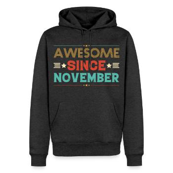 Erstaunlich seit November Geburtstagsgeschenk - Männer Premium Bio Hoodie - Anthrazit meliert - Vorne - Thijin (182cm)