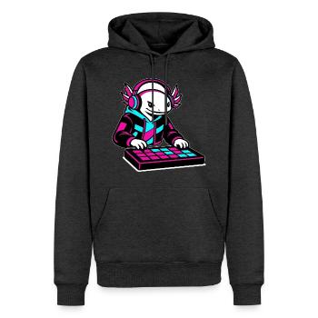 Neonrosa DJ Axolotl-Spielzeug - Männer Premium Bio Hoodie - Anthrazit meliert - Vorne - Thijin (182cm)