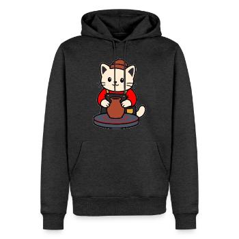 Niedliche Katzenkeramik-Kunsthandwerkerin baut eine Tonvase - Männer Premium Bio Hoodie - Anthrazit meliert - Vorne - Thijin (182cm)