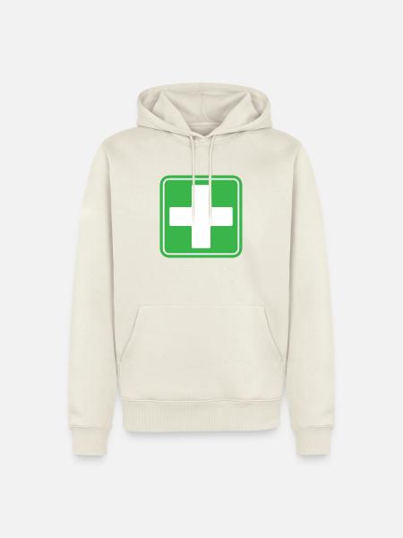 Icône vectorielle de panneaux de sécurité croisés médicales de premiers secours - Sweat à capuche Premium bio Homme - blanc cassé