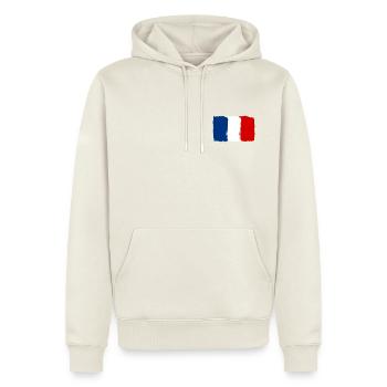 Frankreich Flagge used look - Männer Premium Bio Hoodie - Naturweiß - Vorne - Nico (187cm)