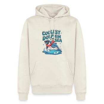 Der coolste Delfin im Meer - Männer Premium Bio Hoodie - Naturweiß - Vorne - Nico (187cm)