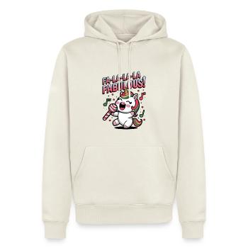 Fa-la-la-la Fabuleux ! - Sweat à capuche Premium bio Homme - blanc cassé - Devant - Nico (187cm)