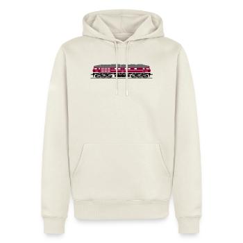 BR 130 Seite weinrot DR Reichsbahn - Männer Premium Bio Hoodie - Naturweiß - Vorne - Nico (187cm)