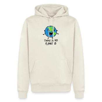 There is no planet B - Cartoon – Erde - Save the p - Männer Premium Bio Hoodie - Naturweiß - Vorne - Nico (187cm)