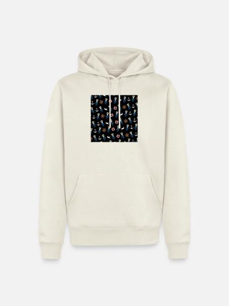 Marine - Männer Premium Bio Hoodie - Naturweiß