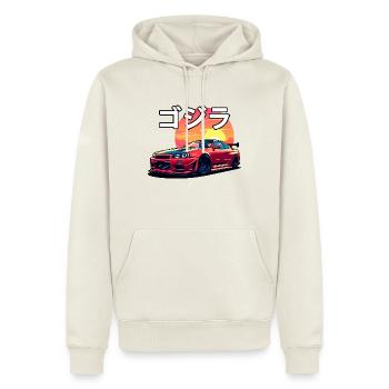 R34 Sunset - Men’s Premium Organic Hoodie - off white - Front - Nico (187cm)